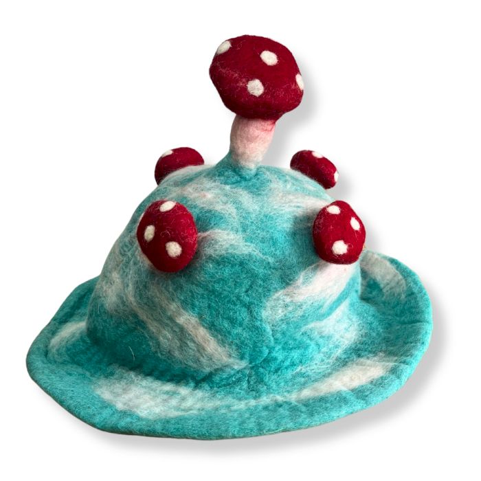 Felted Mushroom Hat - Lost in a Sky Blue - Image 3