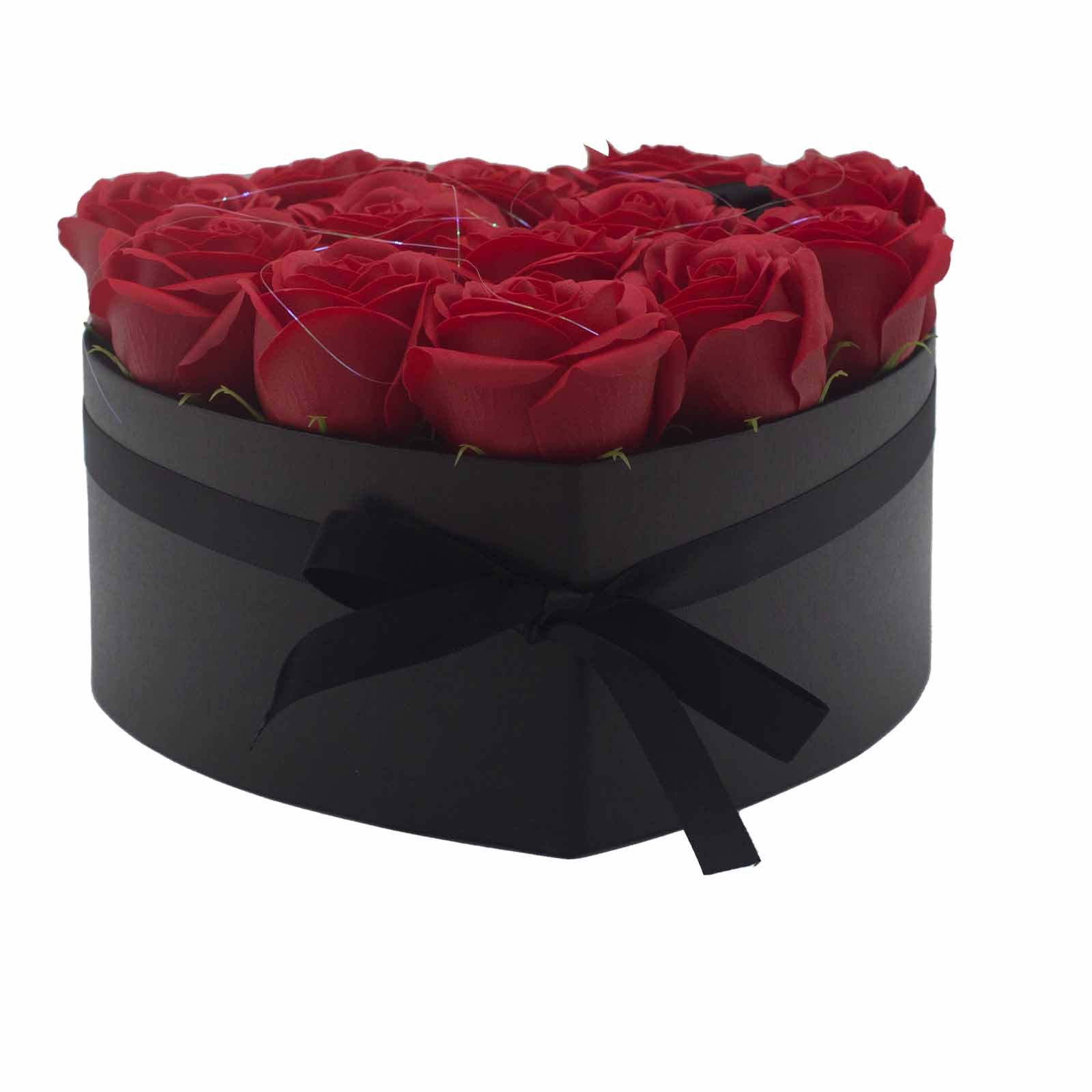 Soap Flower Gift Bouquet - 13 Red Roses - Heart - Imagen 8