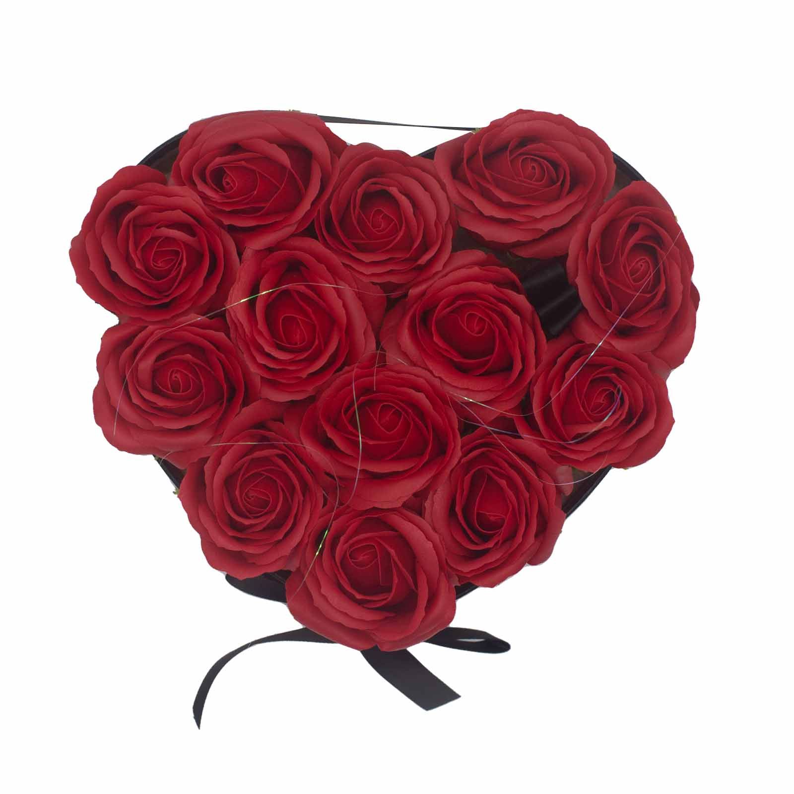 Soap Flower Gift Bouquet - 13 Red Roses - Heart - Imagen 5