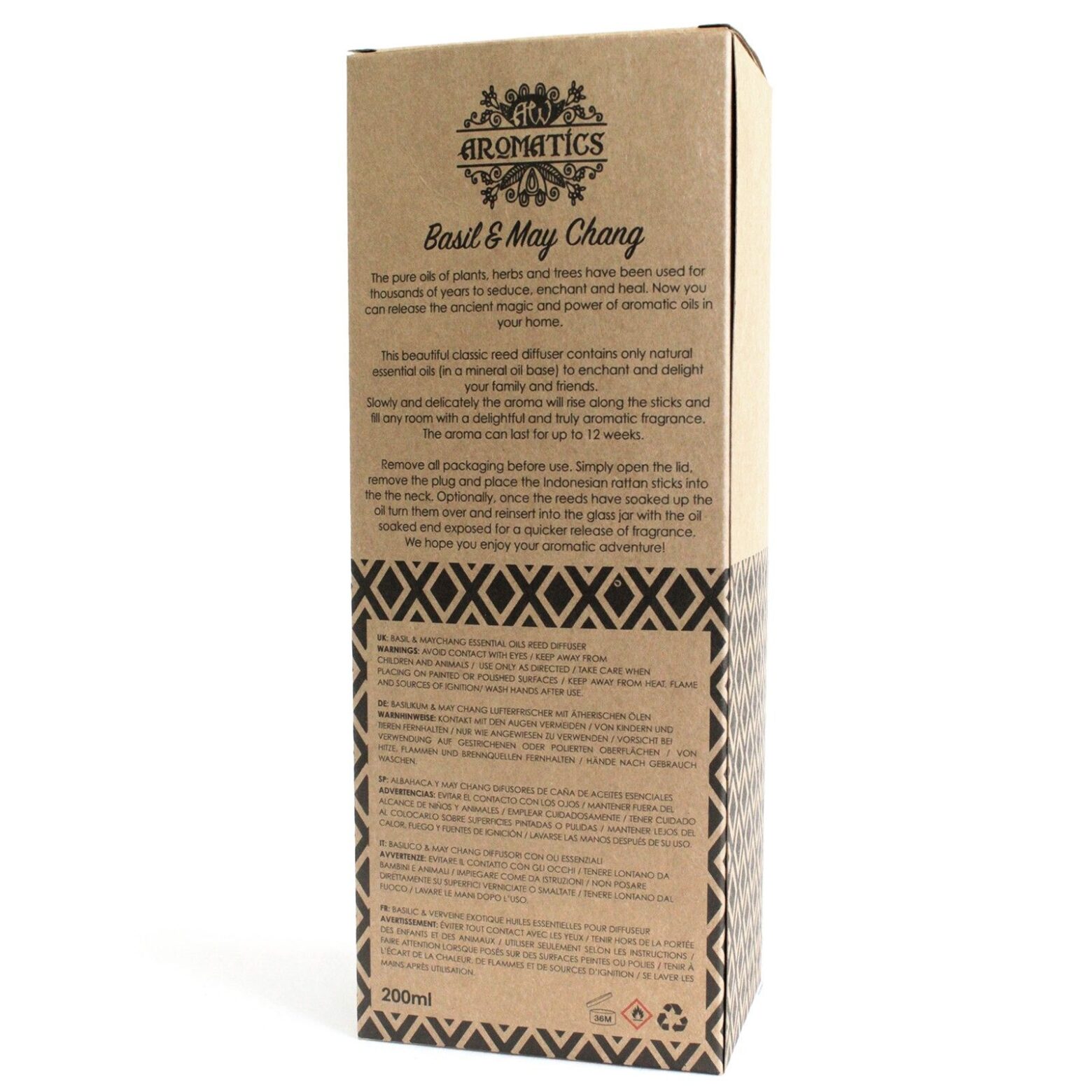 200ml Basil & Maychang Essential Oil Reed Diffuser - Image 4