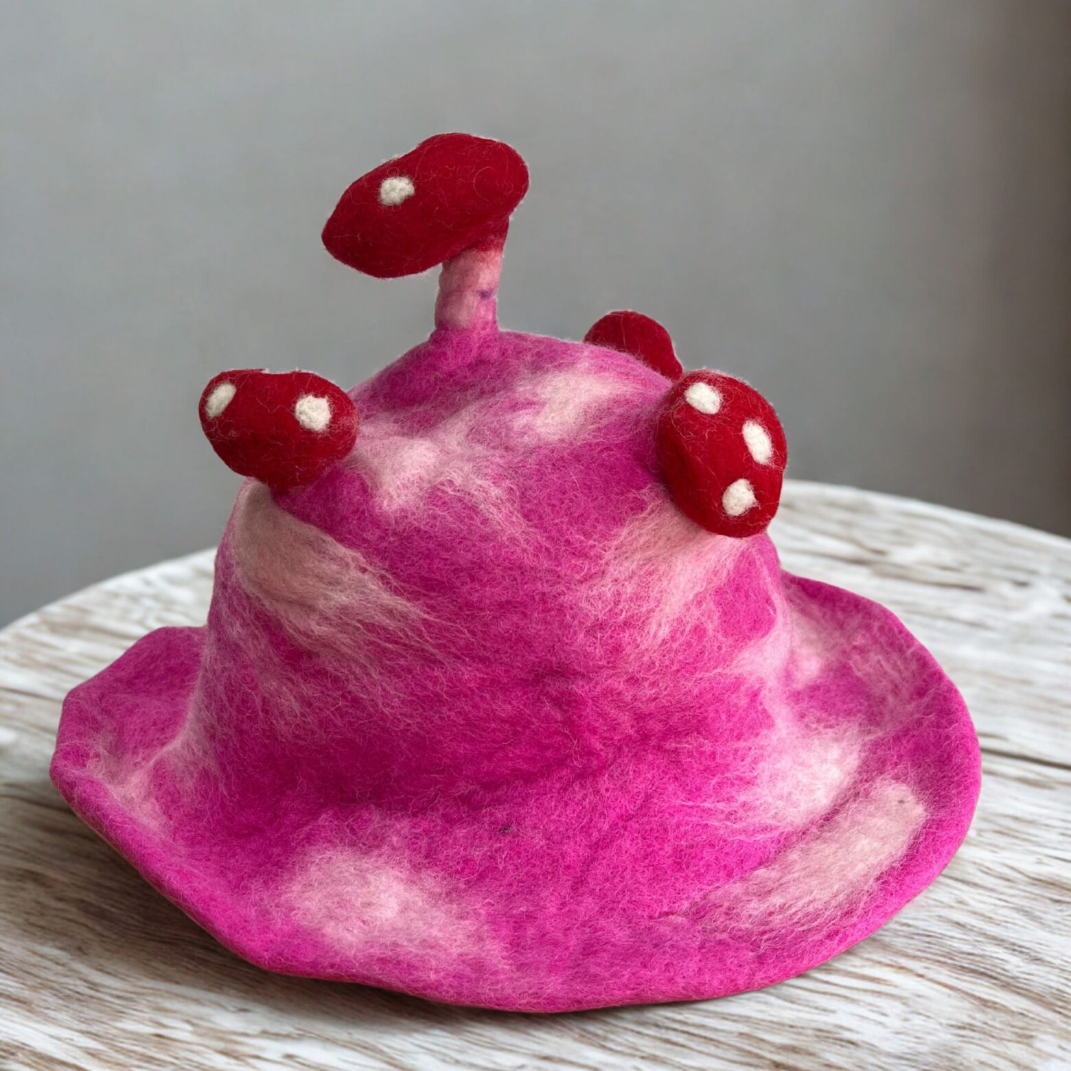 Felted Mushroom Hat - Shocking Pink - Image 2