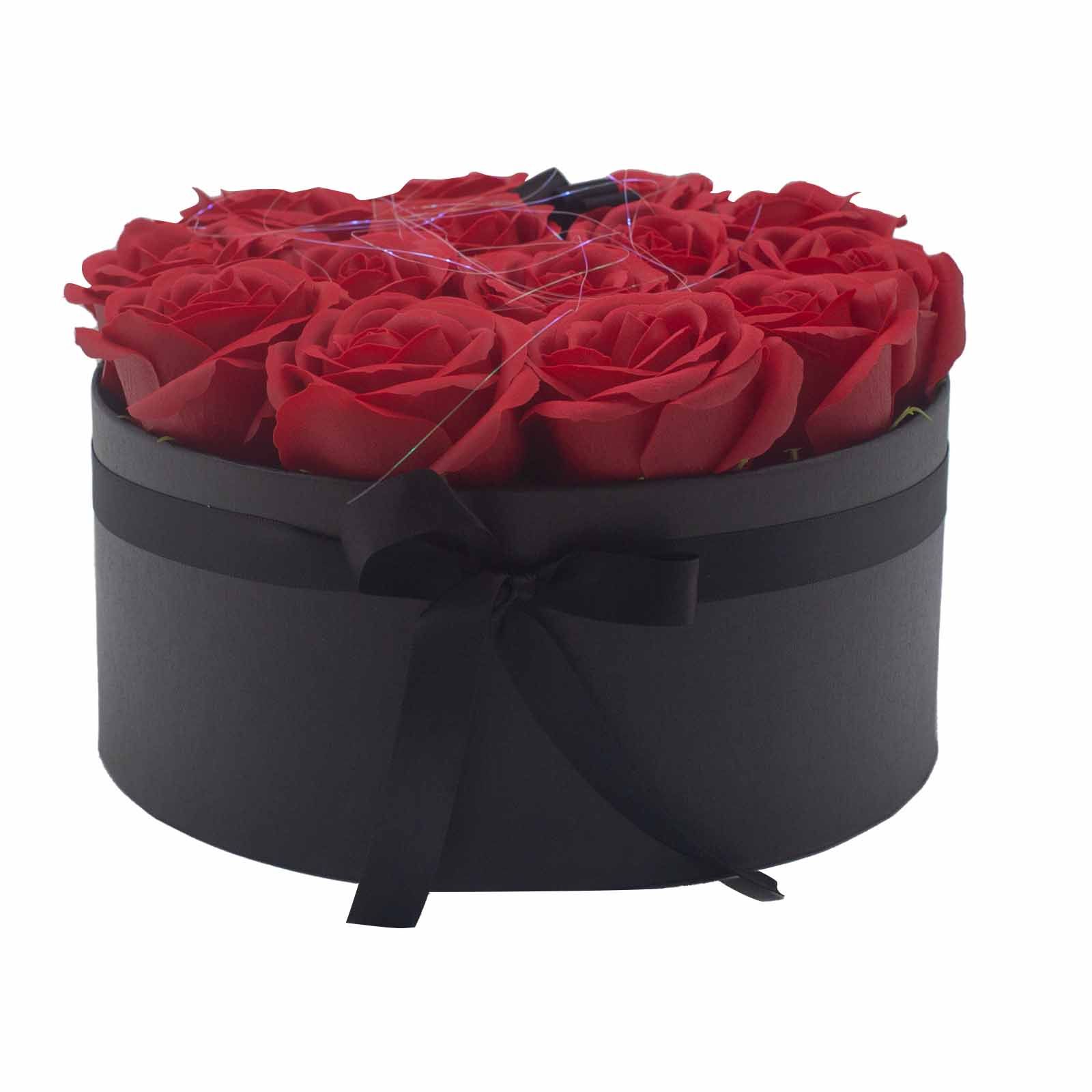 Soap Flower Gift Bouquet - 14 Red Roses - Round - Imagen 3