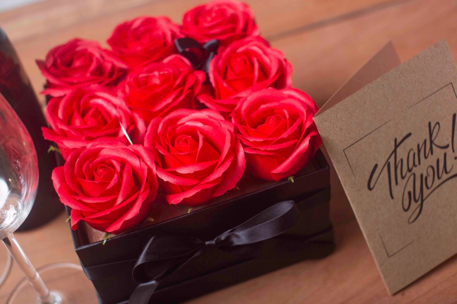 Soap Flower Gift Bouquet - 9 Red Roses - Square - Image 8
