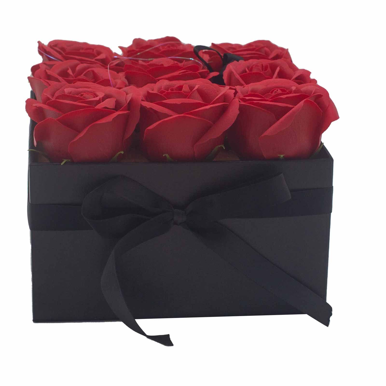 Soap Flower Gift Bouquet - 9 Red Roses - Square - Image 11