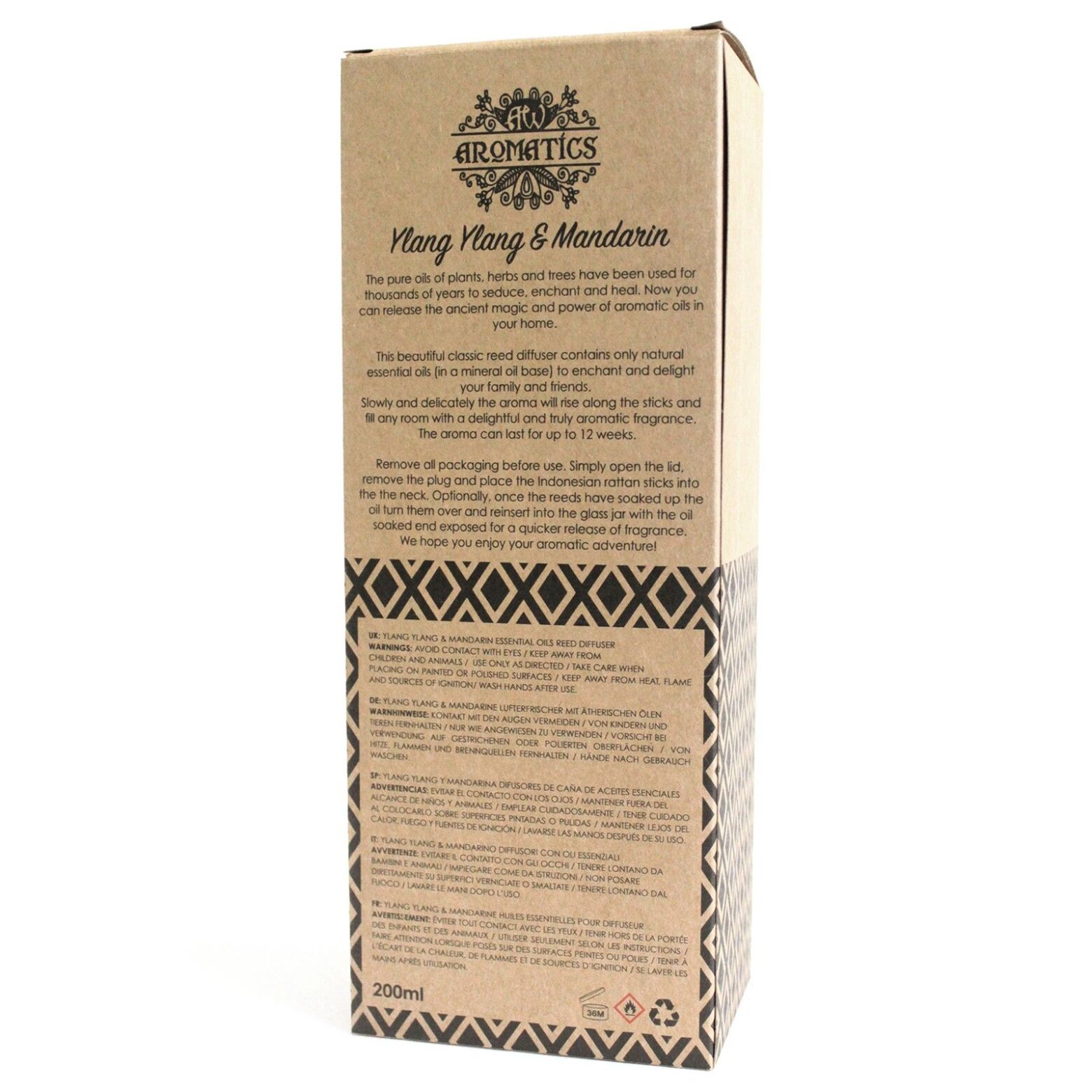 200ml Ylang Ylang & Mandarin Essential Oil Reed Diffuser - Image 4