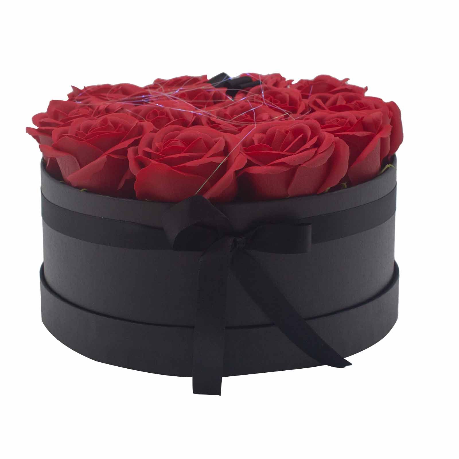Soap Flower Gift Bouquet - 14 Red Roses - Round - Imagen 4