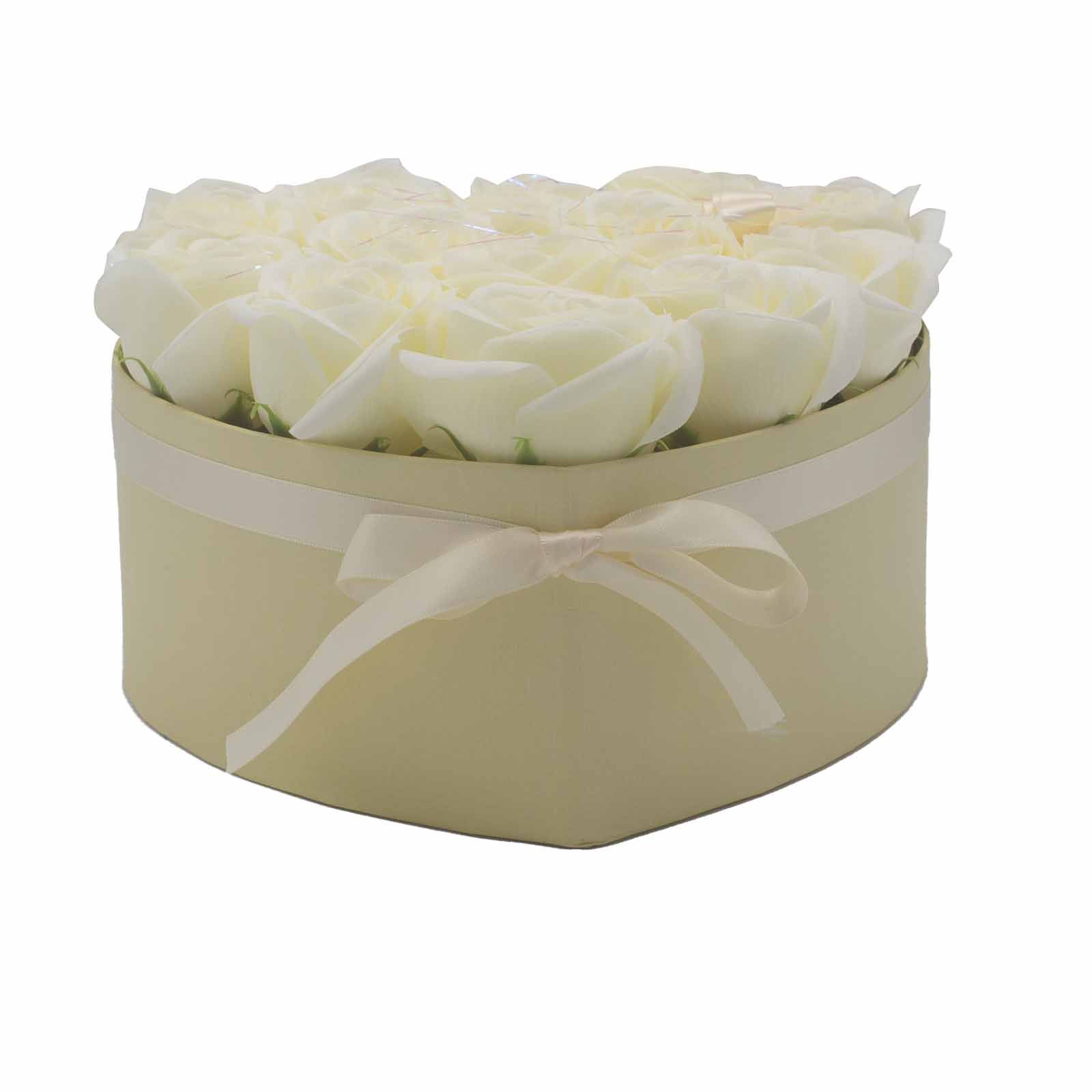 Soap Flower Gift Bouquet - 13 Cream Roses - Heart - Image 5