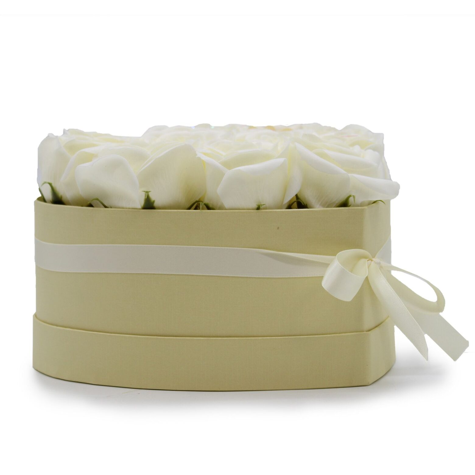 Soap Flower Gift Bouquet - 13 Cream Roses - Heart - Image 4
